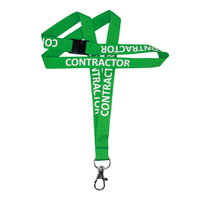 Premium 15mm Green "Contactor" Lanyard (100 Pack)