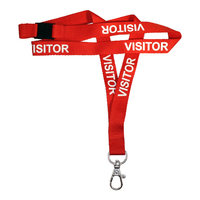 Premium 15mm Red "Visitor" Lanyard (100 Pack)